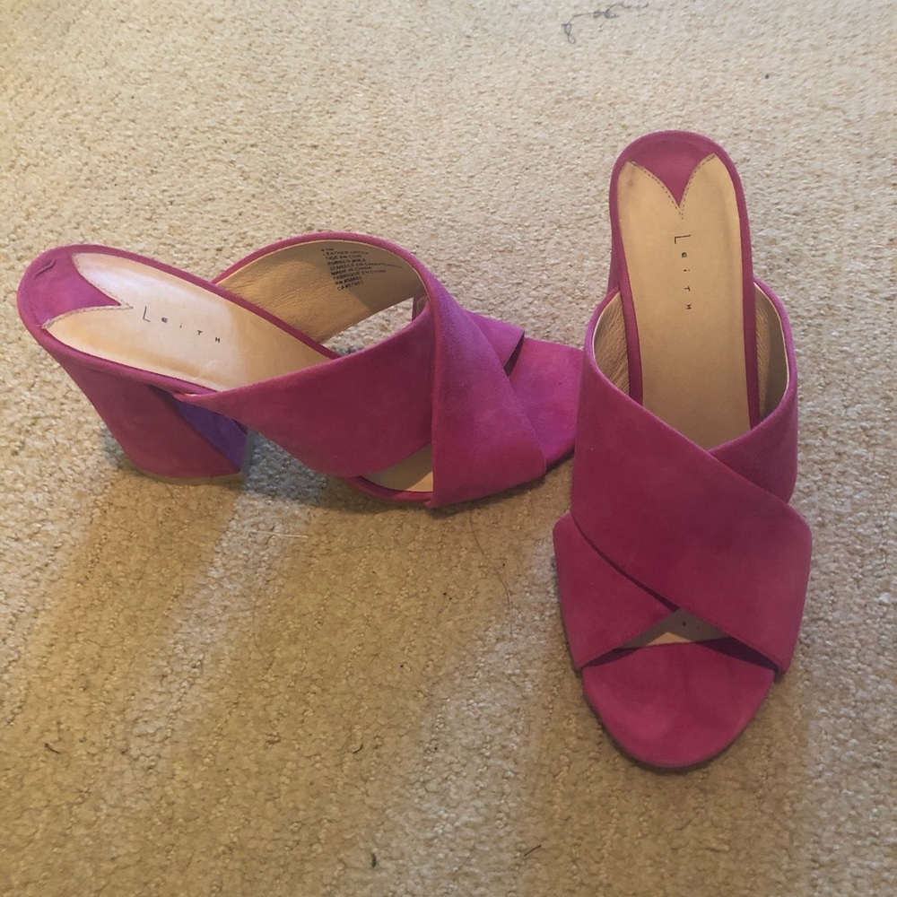 Hot pink open toed heeled sandals